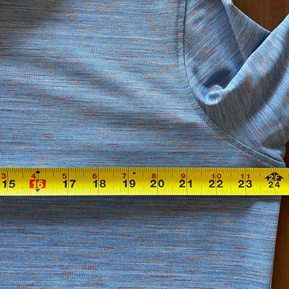 johnnie-O Mens Large Blue Space Dye Performance Short Sleeve Polo Shirt Stretch - Picture 6 of 8